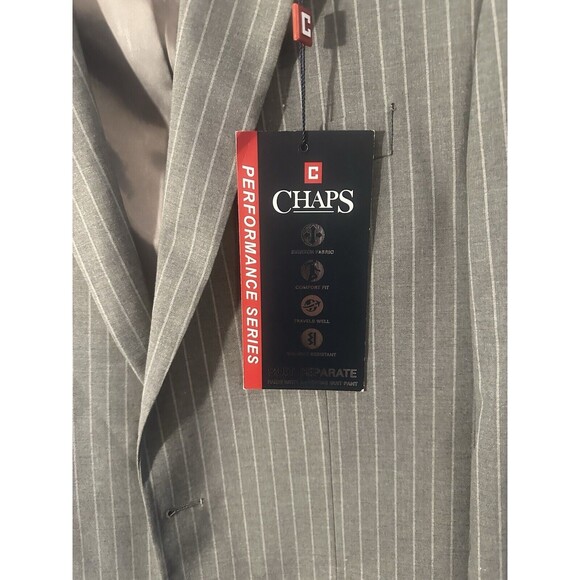 NWT Men’s Chaps Ralph Lauren Gray Pinstriped Suit Jacket, 40L. - Picture 3 of 5